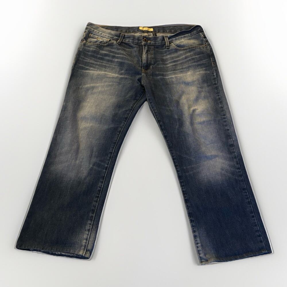 Guess Lincoln Slim Straight Jeans Men 38x30 Blue Medium Wash DN219143 Distressed